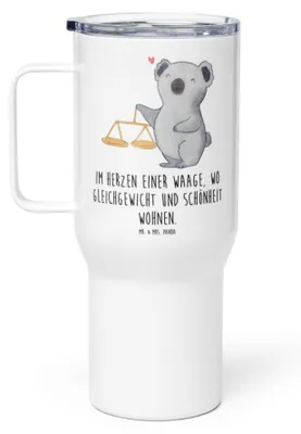 Produktbild von Mr. & Mrs. Panda Kaffee-Thermobecher Waage Astrologie - Weiß - Geschenk, thermosbecher, Isolierbecher, Kaffee-to-go-Becher, Thermobecher, Teetasse, Geburtstagsgeschenk