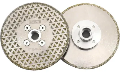 Zdjęcie produktu dla Dwa krążki diamentowe, średnica 115 mm, gwint M14, do cięcia i szlifowania płytek, granitu i marmuru