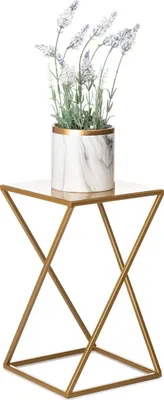 Produktbild von HowHomely Modern Pflanzenständer, Blumenhocker aus Metall Gold 40 cm Höhe - Blumenständer für das Haus