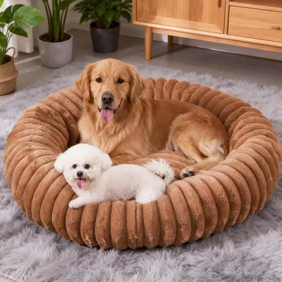 Produktbild von Solidchoice – Weiches, donutförmiges Kuscheltierbett für Hunde und Katzen