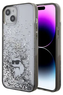 Immagine prodotto di Karl Lagerfeld Klhcp15Mlkcnsk Custodia rigida trasparente per Iphone 15 Plus / 14 Plus 6.7 Liquid Glitter Choupette