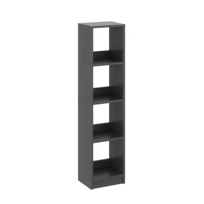 Produktbild von KOMTO Bücherregal Anthrazit – Schmales Regal 30 cm Breit, 4 Fächer, Standregal für Bücher & Deko | LAKO 126,5 x 30 x 24 cm