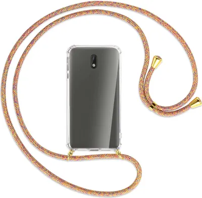 Produktbild von Handykette Backcover-Schutzhülle mit Band (Metall goldfarben) für Nokia 3 - Rainbow