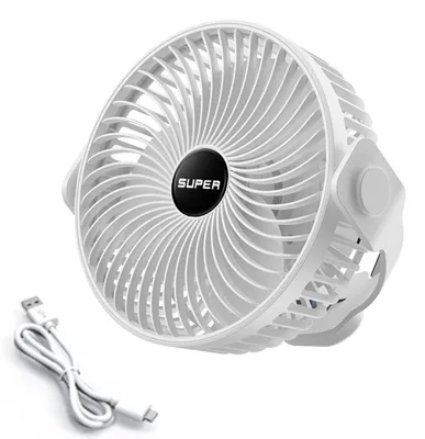 Obrázek produktu pro Přenosný ventilátor pro kempování, dobíjecí ventilátor napájený baterií s háčkem, USB ventilátor s upevňovacím lanem