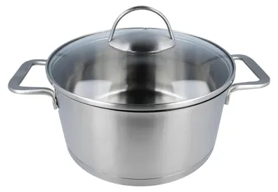 Produktbild von Bratentopf 24 cm Edelstahl Induktion EUROHOME Glasdeckel rostfrei - Kochtopf verwendbar als Gartopf, Schmortopf und Brattopf - spülmaschinengeeignet