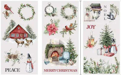Aufbügel-Transfers, 3 Bögen 15,2x30,5 cm, Gemütliches Weihnachten
