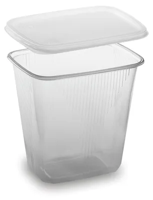 Produktbild von 250x Rechteckbecher klar 500 ml mit Deckel PP mikrowellengeeignet