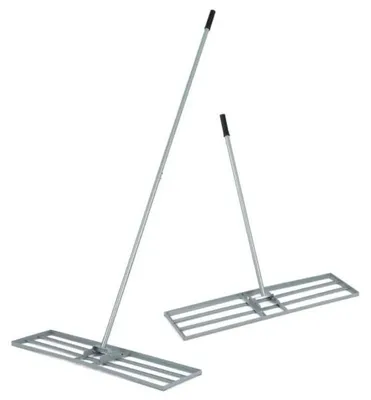 Produktbild von Rasen Nivellierwerkzeug - Rasenrakel - Teleskopstiel 90–175 cm - Platte 91x25 cm - 180° drehbarer U-Kopf - Für Erde & Sand - Armeegrün