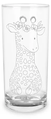 Produktbild von Mr. & Mrs. Panda Glas Giraffe Blumenkranz 200 ml - Transparent - Geschenk, Wasserbecher, Abenteurer, Tumbler, Cocktailglas, Freundin, Trinkglas, Longdrinkglas, Afrika