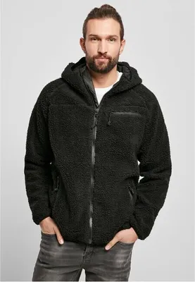 Produktbild von Brandit Teddyfleece Outdoorjacke mit Kapuze Größe XXL Farbe Schwarz/Grau