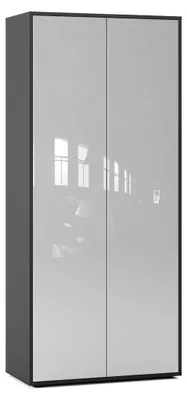 Produktbild von Büroschrank Amira T00, geschlossener Schrank mit 2 großen Türen, Anthrazit & Weiß Hochglanz, Push-to-Open, 180x80x40 cm