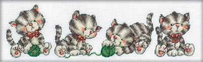 Immagine prodotto di RTO Set per punto croce "Quattro gattini" M160, schema contato, 33x10 cm