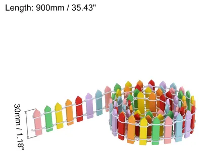 Image de Cl?ture de Jardin Miniature de 35 pouces, Mini Ornement en Bois de Cl?ture de Piquet DšŠcoratif pour Maison de PoupšŠe, Bricolage Artisanal, Multicolore de 0,12 pouce