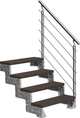 Produktbild von Dolle Außentreppe Gardentop 72-88cm Geschosshöhe mit Trimax dunkelbraun 80cm breit mit Prova-Geländer