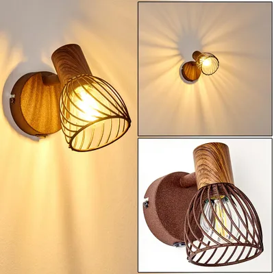 Produktbild von Laccio »Laccio« verstellbare Wandlampe aus Metall/Holz in Rost/Braun