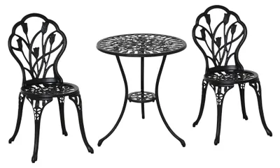 Produktbild von Sitzgruppe für 2 Personen Essgruppe Balkonmöbel Set 1 Tisch+2 Stühle Alu Schwarz