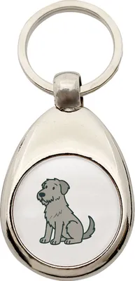 Produktbild von Huuraa Schlüsselanhänger Irish Wolfhound Comic Wolfi Metall Schlüsselring Einkaufswagenchip Geschenkidee