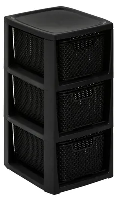 Produktbild von BranQ - Home essential Regal in Rattan Design, Kunststoff PP, Schwarz, 29,5x24x4