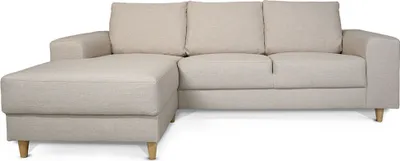 Image de Nordic canapé avec chaise longue tourné vers la gauche beige clair.