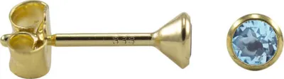 Produktbild von Kelchohrstecker Gelbgold mit Blautopas 3-4mm Reinheit - 585 - 14 kt Größe - 4 mm