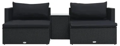 Produktbild von vidaXL 5-tlg. Garten-Lounge-Set mit Auflagen Poly Rattan Schwarz