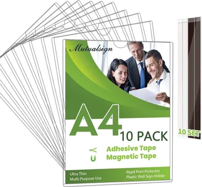 Productafbeelding van PromoHome® Set van 10 A4 documenthouders – Magnetisch en zelfklevend, transparant