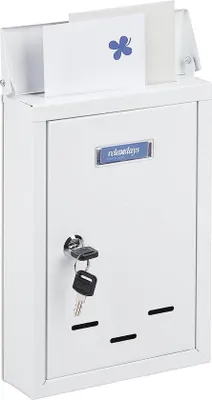 Productafbeelding van Unyqoos® Wandpostkasten, metaal, 30,5 x 21 x 7 cm – Wit, wandmontage, cilinderslot met 2 sleutels, 3 kijkvensters, naamplaatje