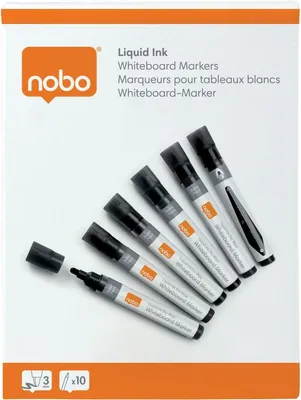 Zdjęcie produktu dla Nobo 1915377, 10 szt., Czarny, Końcówka pociskowa, Czarny, Szary, Biały, Tubka, 3 mm