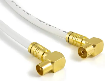 Produktbild von TV Antennenkabel mit Winkelstecker 135dB 5 fach geschirmt Koaxialkabel HD Receiv