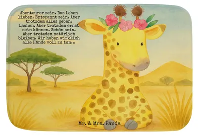 Produktbild von Mr. & Mrs. Panda Badteppich Giraffe Blumenkranz Design - Weiß - Geschenk, Duschvorleger, Badezimmerteppich, Selbstliebe, Teppich Fürs Bad, Badematte, Wildtiere, Freundin