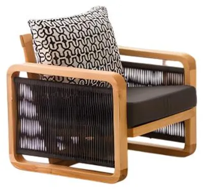 Produktbild von Moderner schwarzer Holzsessel für Terrasse und Balkon