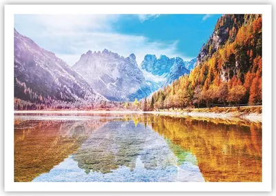 Produktbild von Poster - Poster ohne Rahmen - Herbst Landschaft Berge - 100x70 cm - Wand Bild - Wanddeko - Wandbilder - Kunstposter - Wandposter - Bilder - Kunstdruck - Wanddekoration - Wandbild - P2XAA100x70-4624