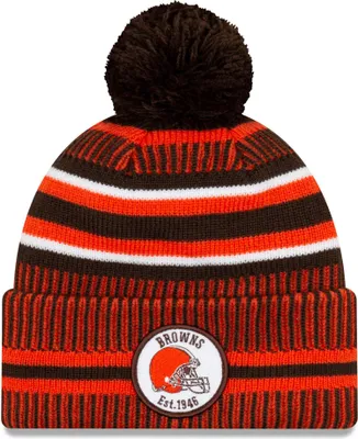 Produktbild von NFL Cleveland Browns Sideline 2019 Bobble Wollmütze cuffed knit hat NewEra
