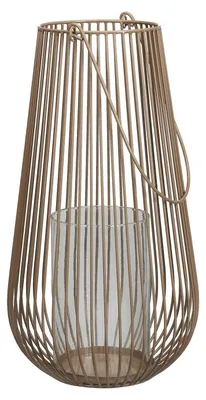Produktbild von Laterne - 47 cm - Beige - Eisen - mit Griff und Kerzenhalterglas