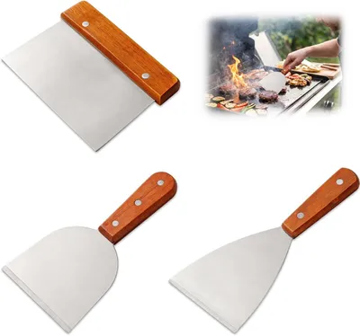 Produktbild von Grillspatel Set, 3-teilig, Edelstahl, Holzgriff, für Grillen