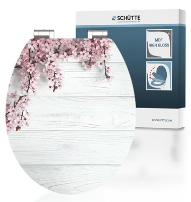 Produktbild von SCHÜTTE WC Sitz FLOWERS AND WOOD High Gloss mit MDF Holzkern, hochglänzender Toilettendeckel mit Absenkautomatik, Klobrille