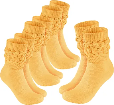 Produktbild von BRUBAKER Slouch Socken - Damen Schoppersocken für Fitness, Yoga und Workout - Sportsocken für Frauen, Gelb, Größe 39-42, 4 Paar