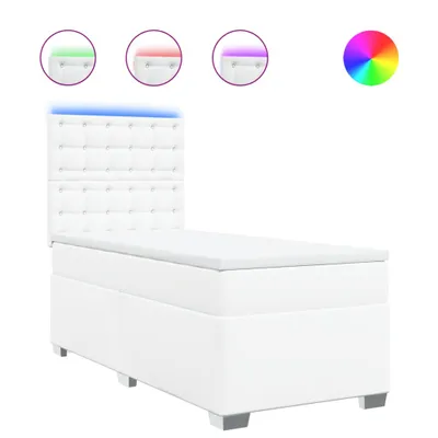 Produktbild von vidaXL Boxspringbett mit Matratze Weiß 90x200 cm Kunstleder