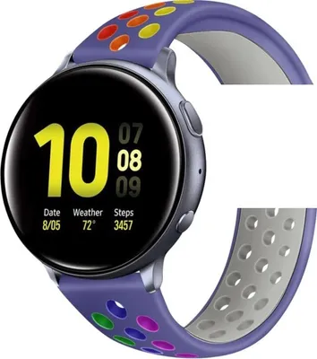 Produktbild von Uhren Armband für Samsung Galaxy Watch 3 45mm 46mm / für Huawei Watch GT GT2 Classic Pro / 22mm Stegbreite weiches Silikon Sport LILA-REGENBOGEN