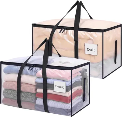 Productafbeelding van 90L kleding opbergzakken met deksels clear - Set van 2 - Camping reizen verpakking