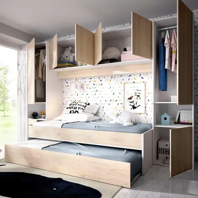 Image de Justice - Composition Chambre, 303x97x203h cm Blanc, Roues Unidirectionnelles