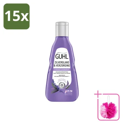 Imagen del producto de 15 champús Guhl Silberglanz & Pflege, 250 ml cada uno, pack económico, 15 unidades