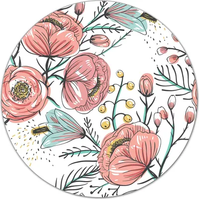 Produktbild von Glas Schneidebrett Herdabdeckplatten Schneideplatten Rund - 40 cm - Bunte Blumen