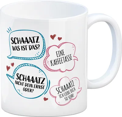 Produktbild von Schlager Kaffeebecher mit Spruch: Schatz ich liebe dich so sehr! Sänger DJ Egal