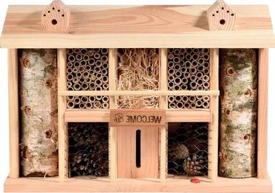 Produktbild von Famanu Insektenhotel für wilde Bienen und Insekten - 44 x 135 x 30 cm - massives Holz
