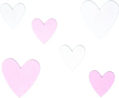 Produktbild von Oblique Unique 6 Holz Herzen aus Echtholz Dekoherzen Holzdeko für Hochzeit JGA Valentinstag rosa weiß