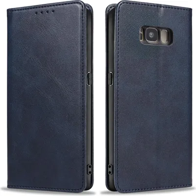 Produktbild von Handyhülle für Samsung Galaxy S8 Kunstleder Flip Cover Hülle Handytasche Case Kartenfach Farbe: Blau