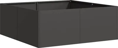 A dark gray, rectangular planter box shown from a slightly elevated angle against a white background.