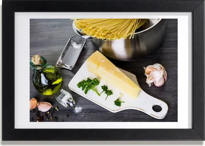 Produktbild von Bild 30x20 MDF-Rahmen, Wandkunst Pasta mit Knoblauch