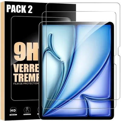Image de Lot-2 Verre Trempé pour iPad Air 11 Pouces 2024/2025/2026 M2/M3/M4 - Protection Antichoc 9H Transparent